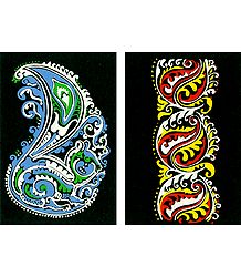Set of Two Hand Painted Colorful Rangoli Design on Paper