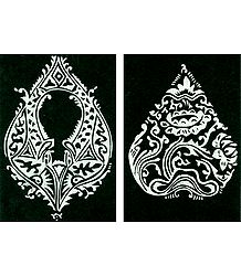 Set of Two Hand Painted White Rangoli Design on Handmade Paper