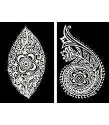 Set of Two Hand Painted White Rangoli Design on Handmade Paper