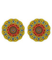Set of 2 Colorful Paper Sticker Rangoli