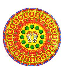 Multicolor Alpana Print on Round Sticker