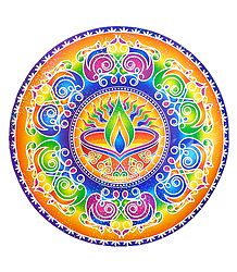 Diya Design on Sticker Rangoli