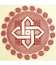 Rangoli Paper Sticker with Geometrical Print