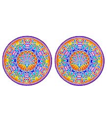 Pair of Rangoli Stickers with Peacock Design