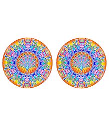 Pair of Rangoli Stickers with Peacock Design