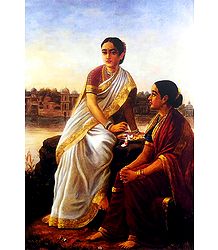 Radha and Her Sakhi Waiting for Krishna