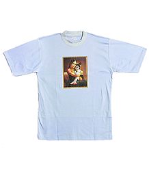 Printed Yashoda Krishna on Mens Light Mauve T-Shirt