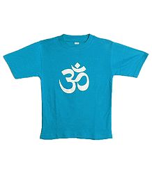 Hand Painted Om on Mens Cyan T-Shirt
