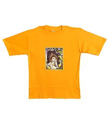 Printed Krishna on Yellow T-Shirt