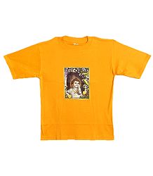 Printed Krishna on Yellow T-Shirt