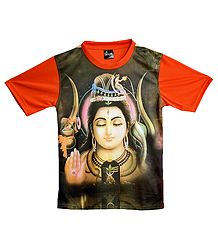 Printed Shiva on Mens Synthetic T-Shirt