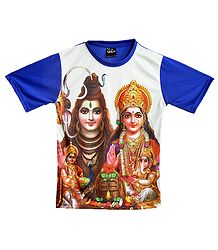 Printed Shiva Family on Synthetic T-Shirt for Men