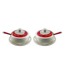Set of 2 Acrylic Sauce Containers with Spoon