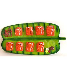 Ashta Vinayaka ( Eight Forms of Lord Ganesha) on a Banana Leaf - Wall Hanging