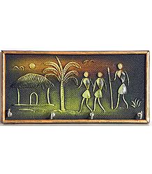 Tribal Figurines Key Rack with Four Hooks - Wall Hanging