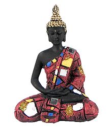 Meditating Buddha in Multicolor Robe
