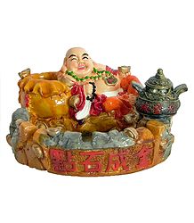 Laughing Buddha with Pen Holder