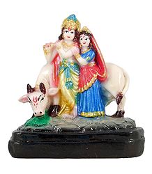 Radha Krishna With Cow