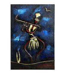 Resin Krishna on Hardboard - Wall Hanging