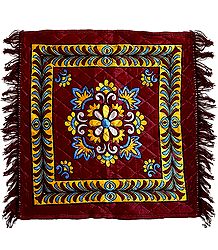 Dark Maroon Velvet Ritual Carpet Mat