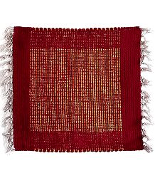 Red with Yellow Velvet Ritual Carpet Mat