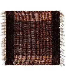 Brown with Yellow Velvet Ritual Carpet Mat