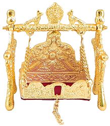 White Metal Carving Golden Jhula for Deity