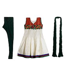 Embroidered with Applique Work Churidar Kurta Set