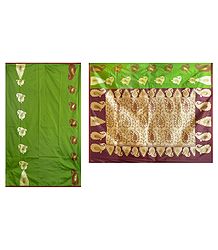 Green Banarasi Ghicha Silk Saree with Zari Design