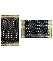 Black Bengal Cotton Tant Saree with Embroidered Boota and Zari Border