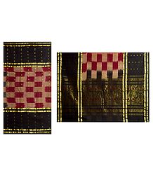 Maroon with Black  Bengal Hanloom Saree