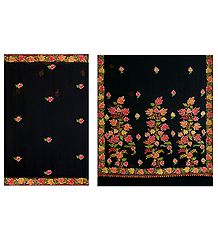 Black Faux Chiffon Saree with Multicolor Ari Embroidery