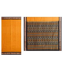 Yellow Bomkai Cotton Saree with Black Border