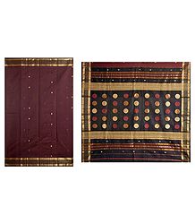 All-Over Golden Zari  Boota on Maroon Chanderi Saree with Zari Border and Pallu