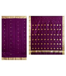 All-Over Golden Zari  Boota on Purple Chanderi Saree with Zari Border and Pallu