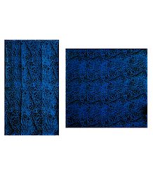 Printed Blue Chiffon Saree