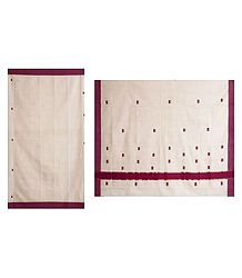 Ivory Color Kerala Cotton Saree with All Over Boota