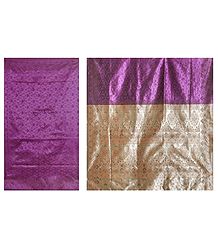 Dark Magenta Ghicha Silk Sari with Beige Pallu