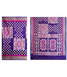 Purple Silk Cotton Saree with Weaved Design