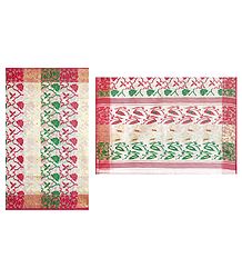 Dhakai Jamdani  Saree with Border and Pallu