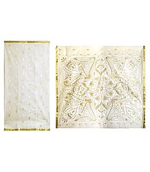 Ivory with Golden Dhakai Jamdani Saree with Border and Pallu