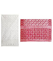 White Dhakai Jamdani Saree with Red Pallu