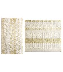 White with Golden Dhakai Jamdani Saree with Border and Pallu