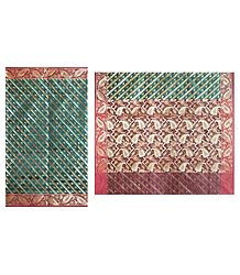 Cyan Green Dhakai Jamdani  Saree with Border and Pallu