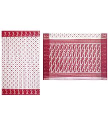 Red Boota All-Over on Dhakai Jamdani Saree with Border and Pallu