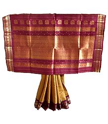 Gadwal Silk Saree with Heavy Zari Border and Pallu