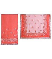 Rose Pink with White Georgette Saree with Sequined Border and Pallu