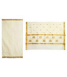 Ivory Color Kasavu Saree with Golden Zari Border and Pallu