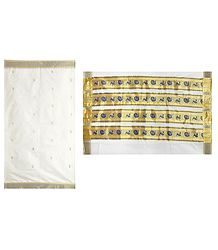 Off-White Kasavu Saree with Zari Border and Pallu