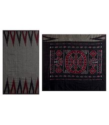 Ikkat Design on Grey Orissa Cotton Saree